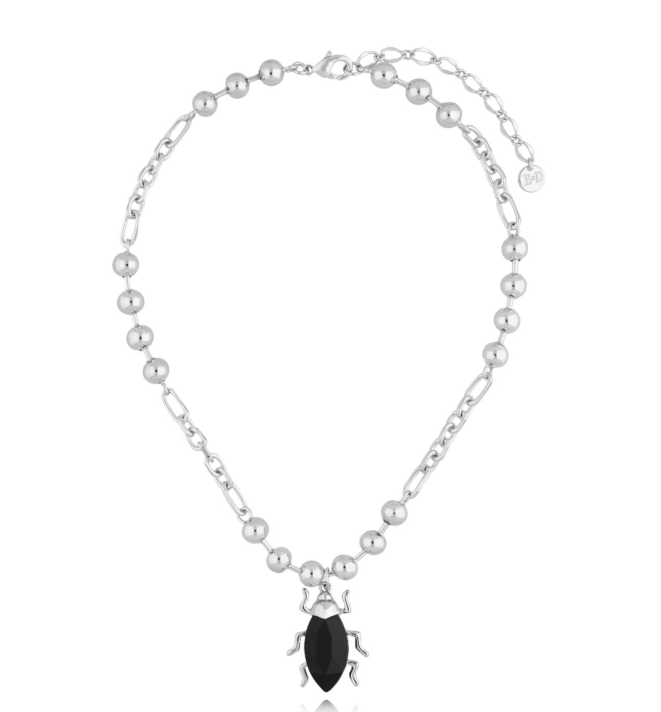 Naszyjnik srebrny z czarnym owadem NMI0227