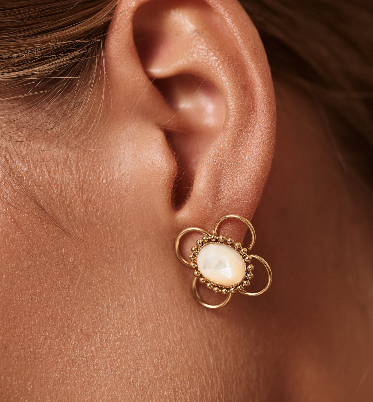 Kolczyki złocone z masą perłową KEA0005 - By Dziubeka