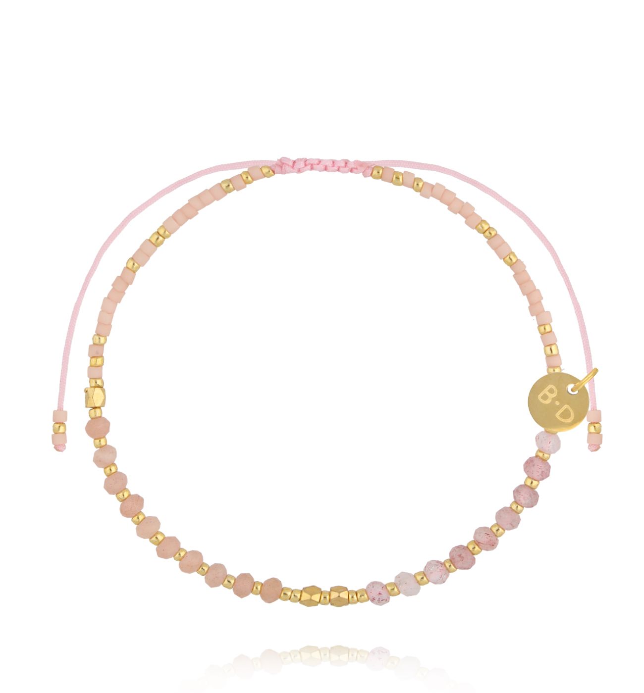 Bransoletka z kamieniem słonecznym i truskawkowym kwarcem BMT0322 - By Dziubeka