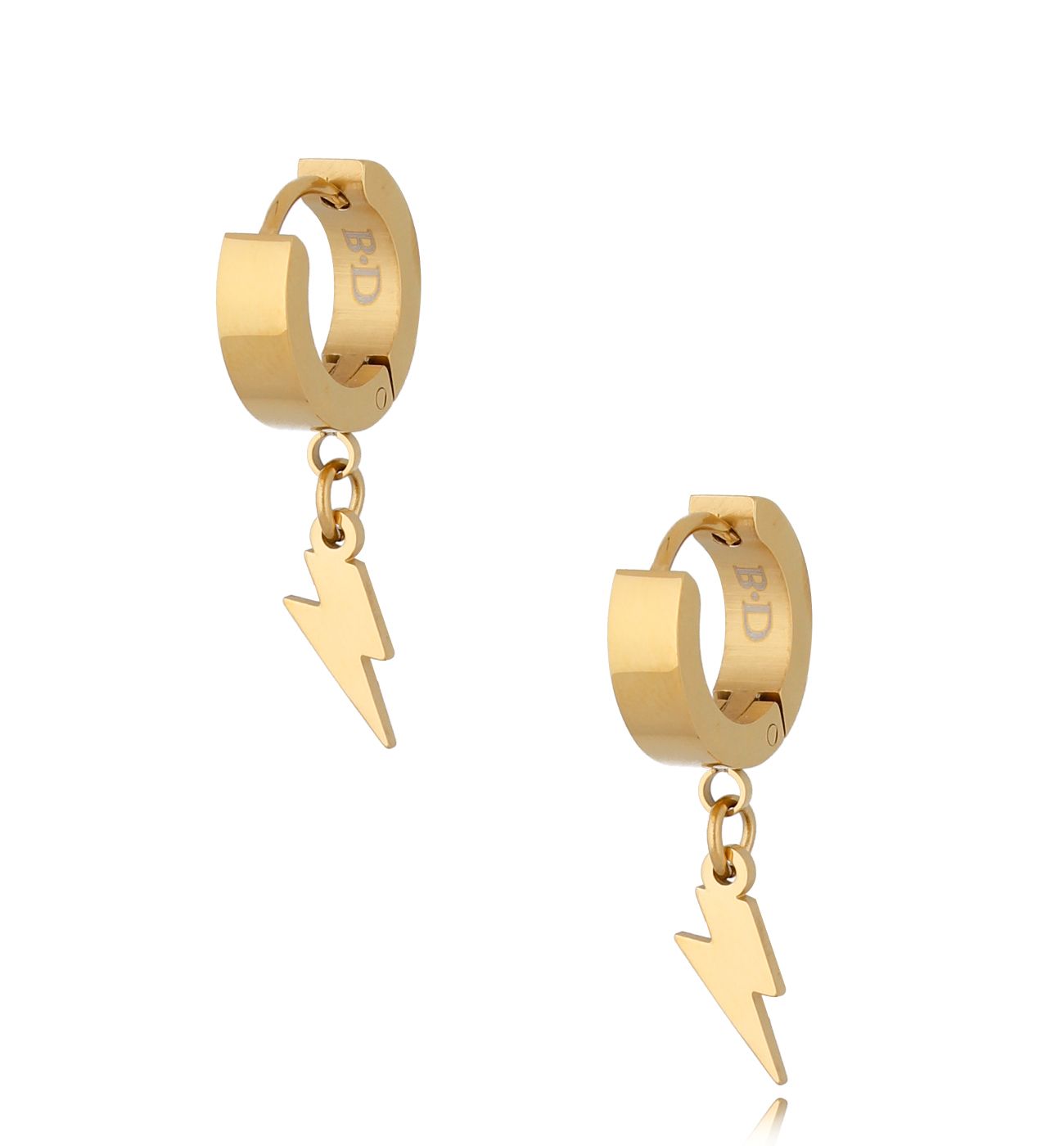 Kolczyki kółeczka z błyskawicą złote Storm 030 - By Dziubeka