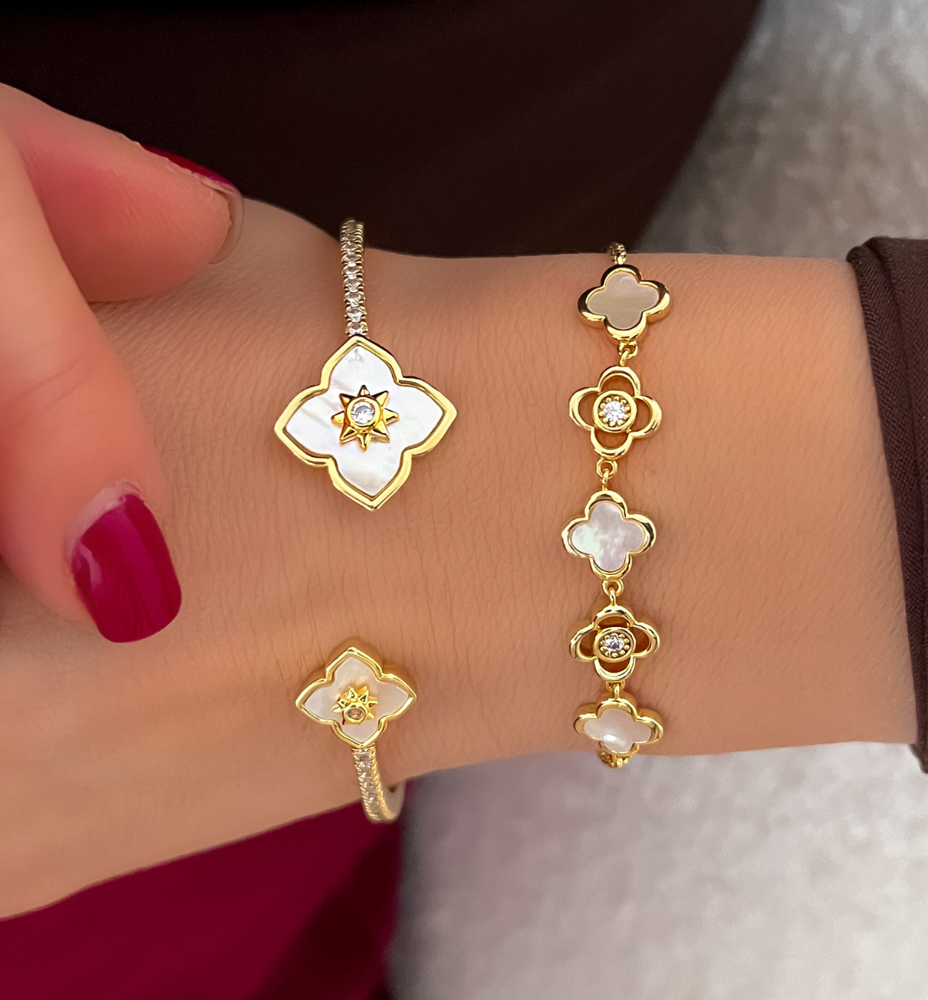 Bransoletka z koniczynkami złota BLU0002 - By Dziubeka