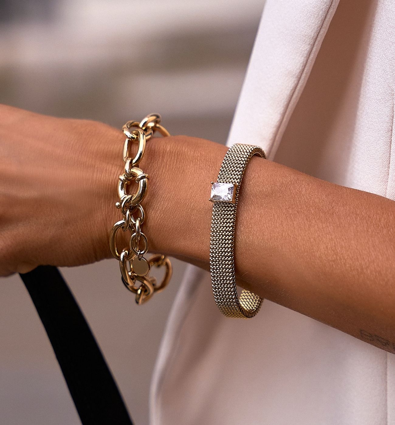 Bransoletka złota z cyrkonią Chic Stainless - By Dziubeka