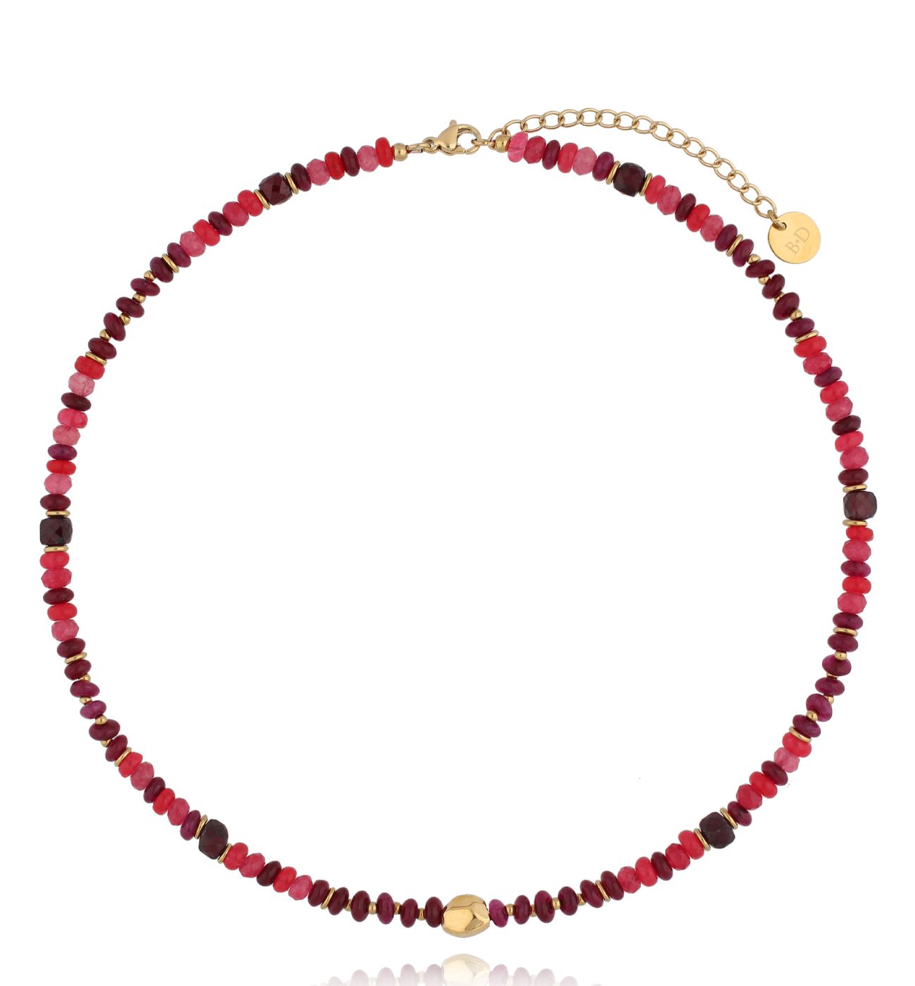 Naszyjnik bordowy z jadeitami i granatami - By Dziubeka