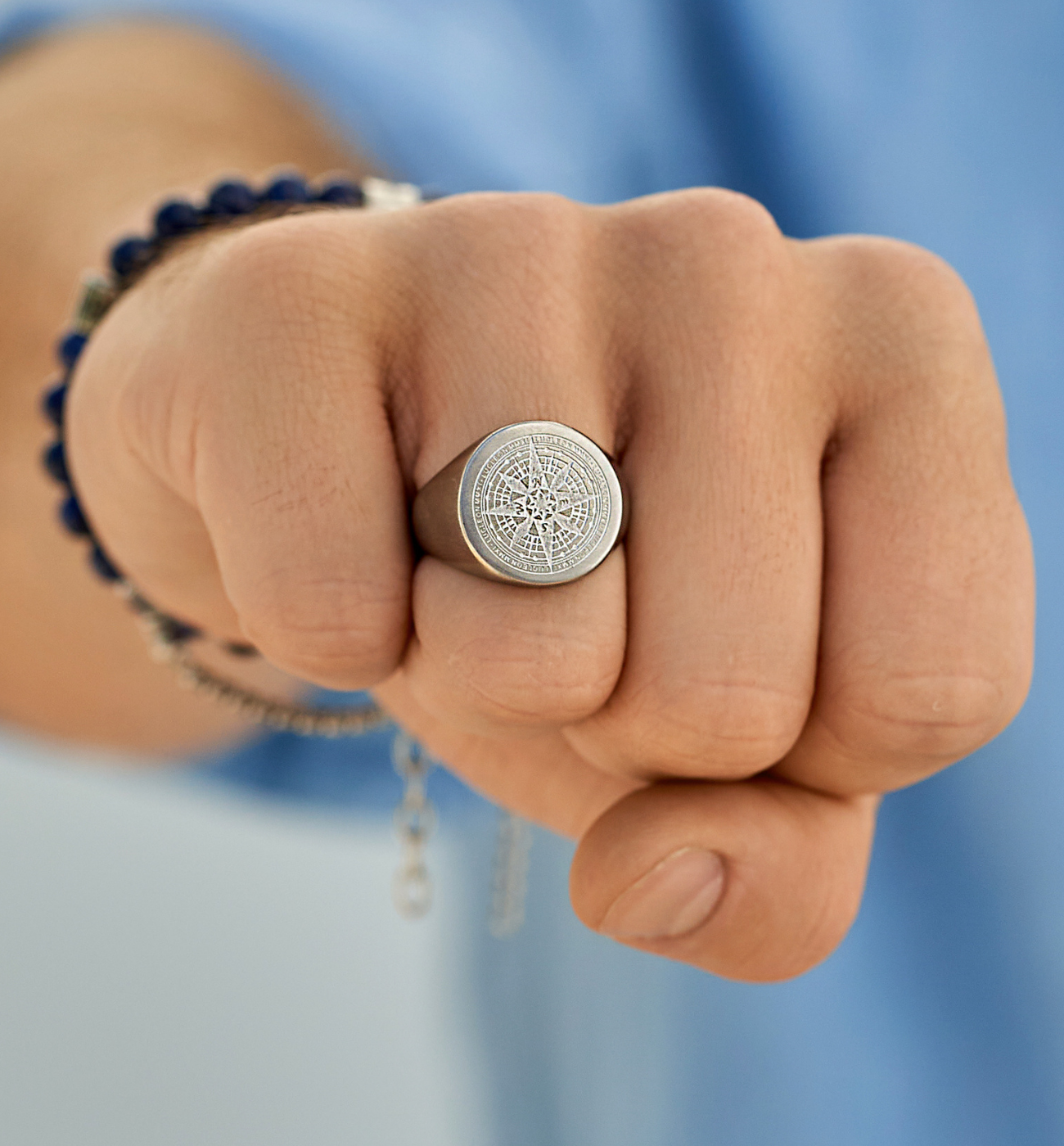 Sygnet męski z różą wiatrów Ocean PMITC0060