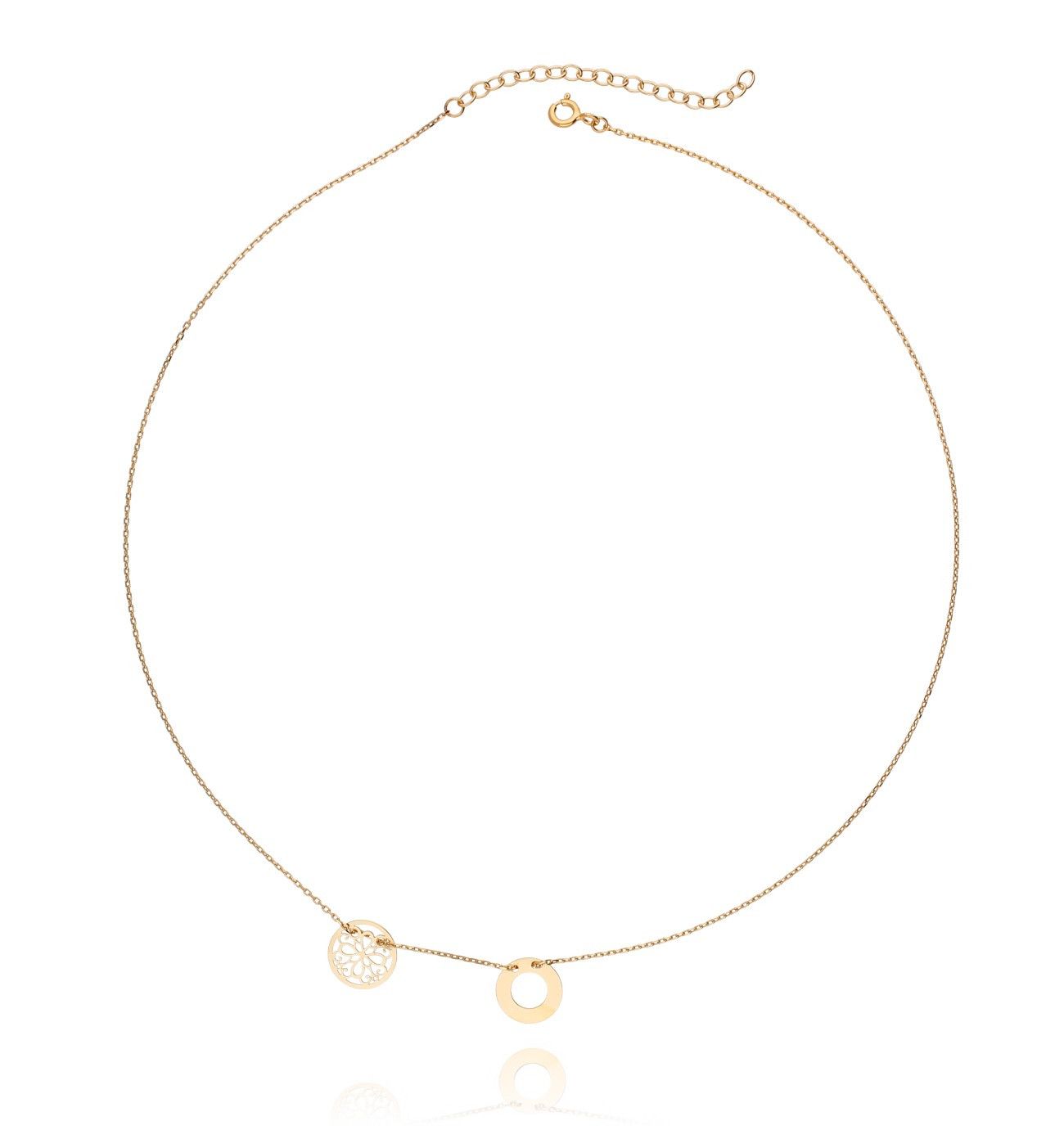 Naszyjnik srebrny z kółeczkami pozłacany - By Dziubeka