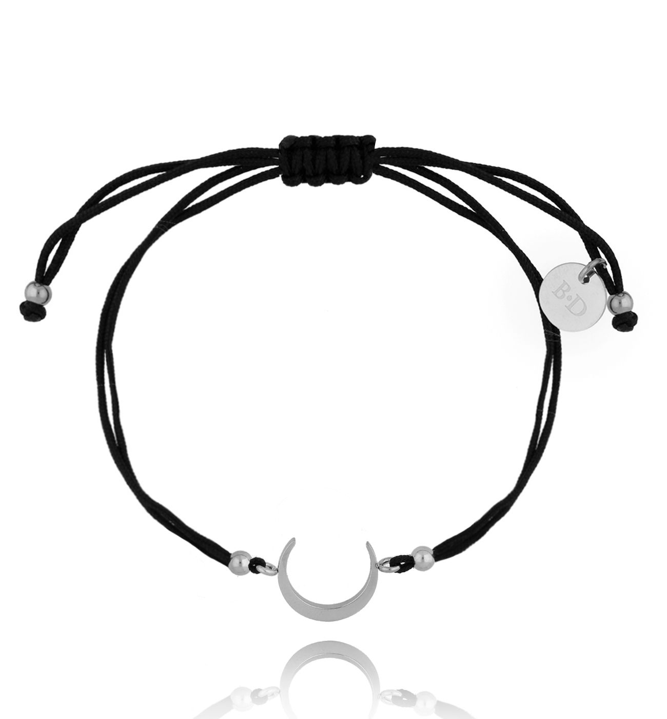 Bransoletka czarno-srebrna z księżycem Fragile BGL0535 - By Dziubeka