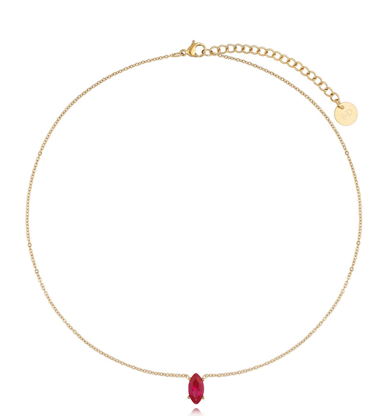 Naszyjnik złoty z fuksjowym kryształkiem Merlin NSA0688