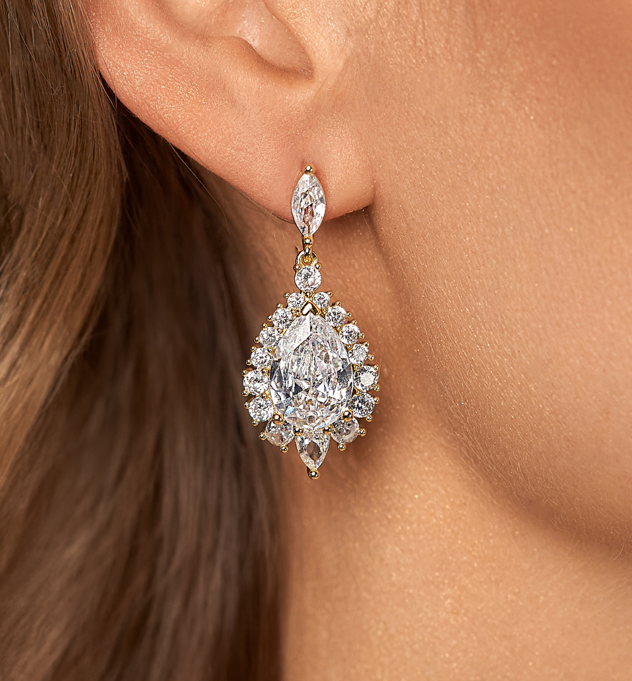 Kolczyki kryształowe złote Princesse KSS1677