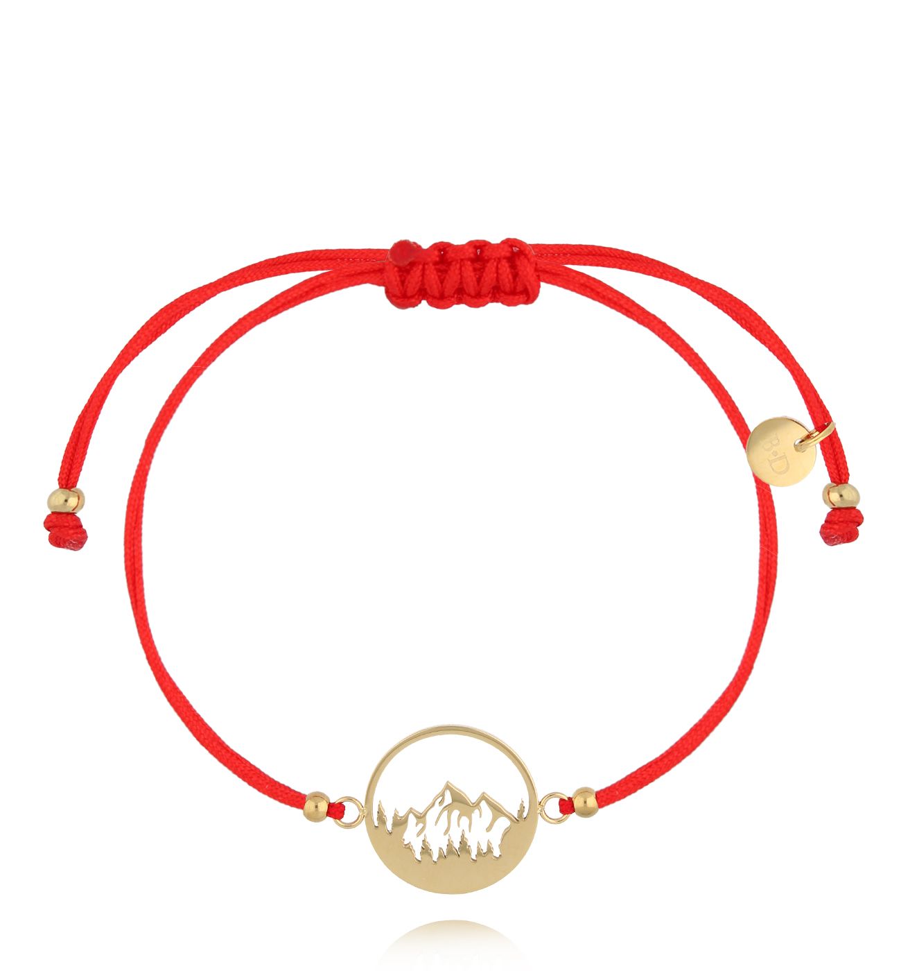 Bransoletka złota z czerwonym sznurkiem i górami Montagne BGL0817