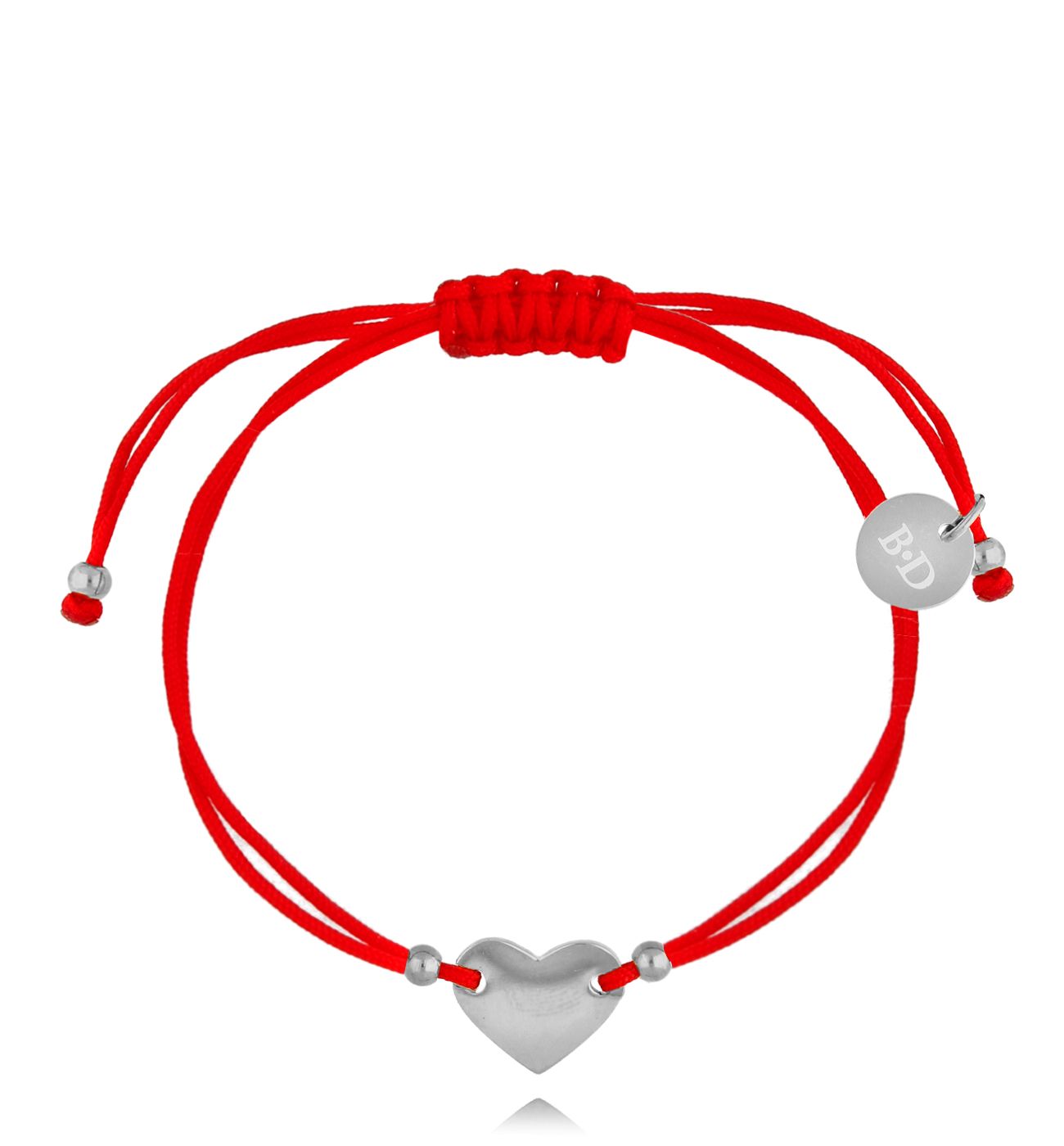 Bransoletka srebrna z czerwonym sznurkiem i sercem Loto BGL0700 - By Dziubeka