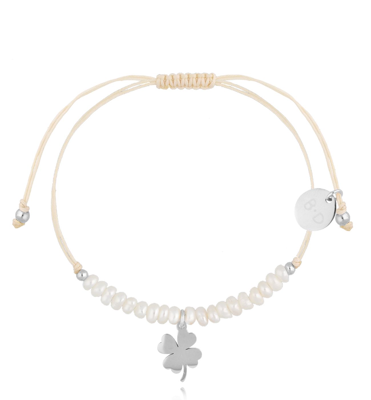 Bransoletka z perełkami i srebrną koniczynką Feliz BMT0221
