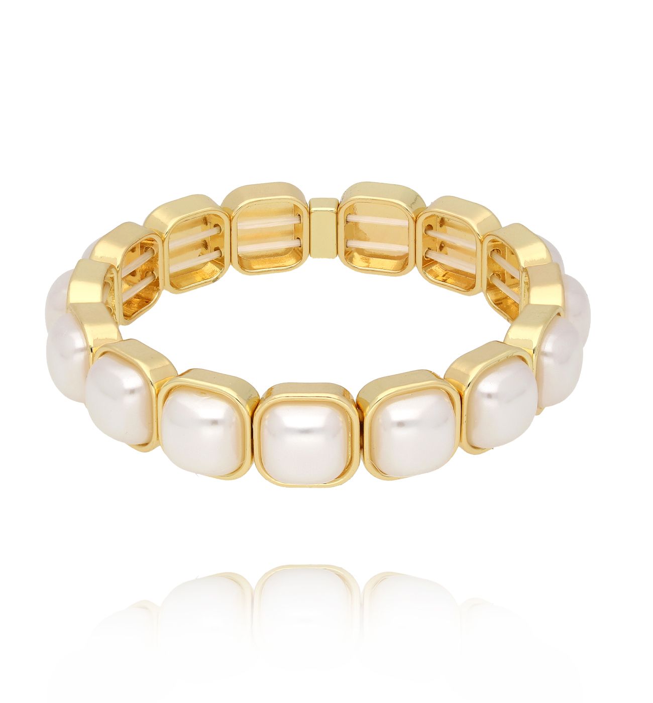 Bransoletka z kwadratowymi perłami w złotych oprawach BCR0028