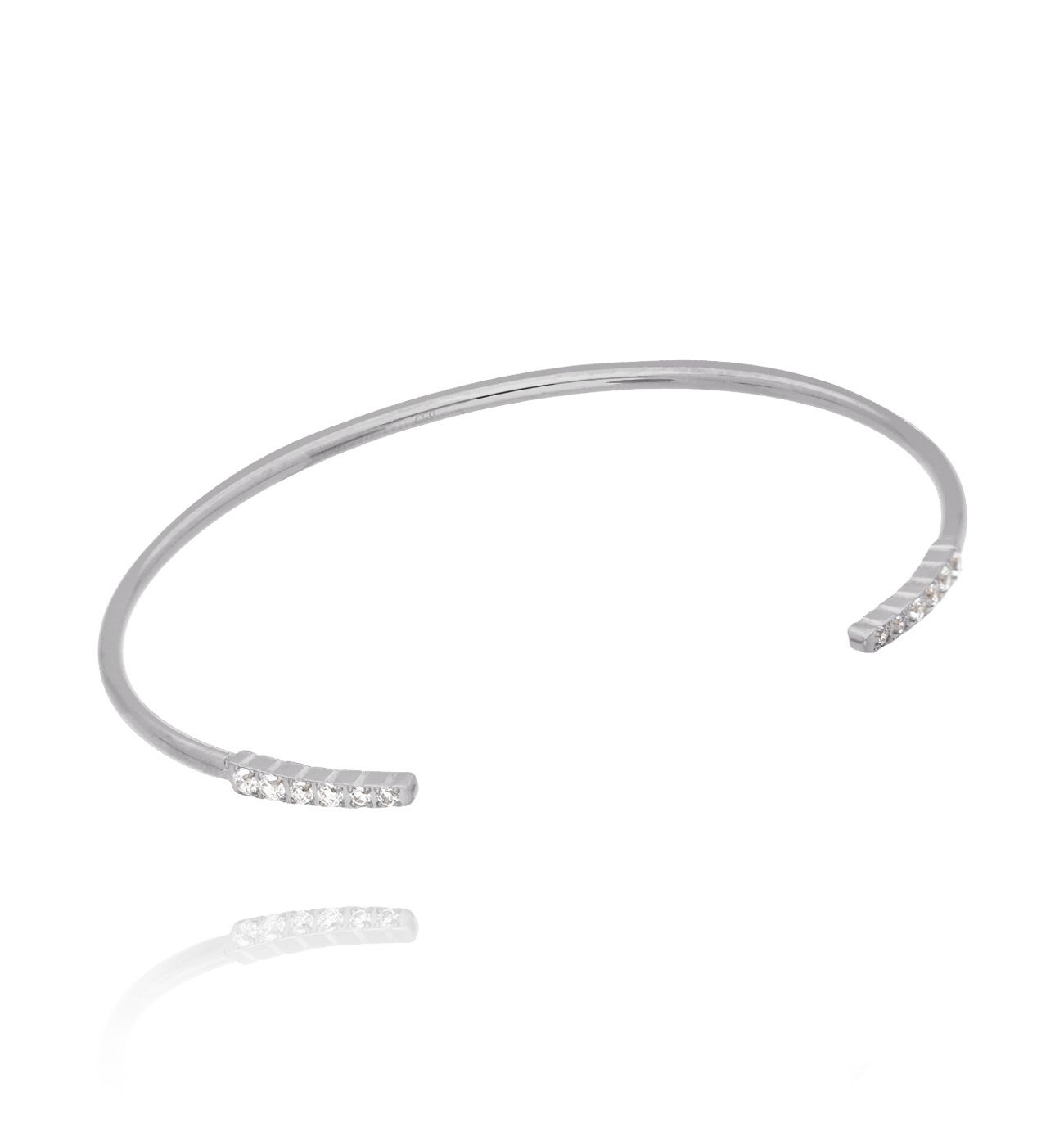 Bransoletka srebrna obręcz cienka z cyrkoniami Tafuna BSA0307