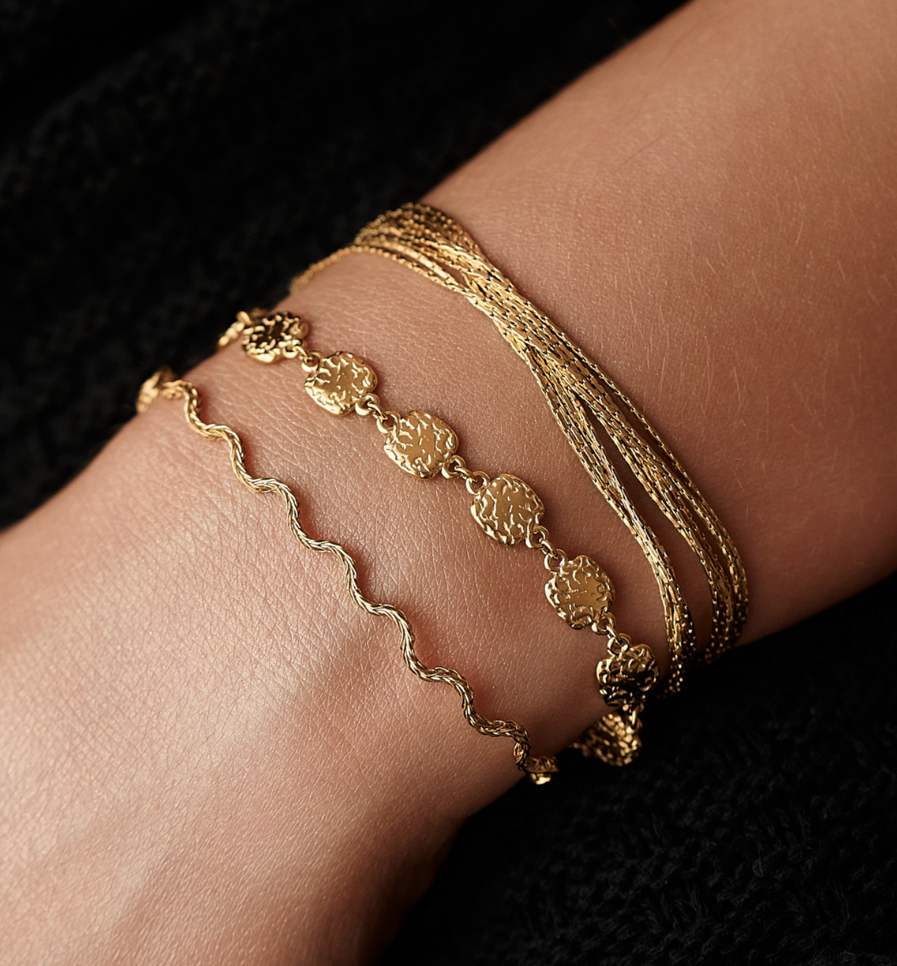 Zestaw trzech złotych bransoletek ZN0001 - By Dziubeka