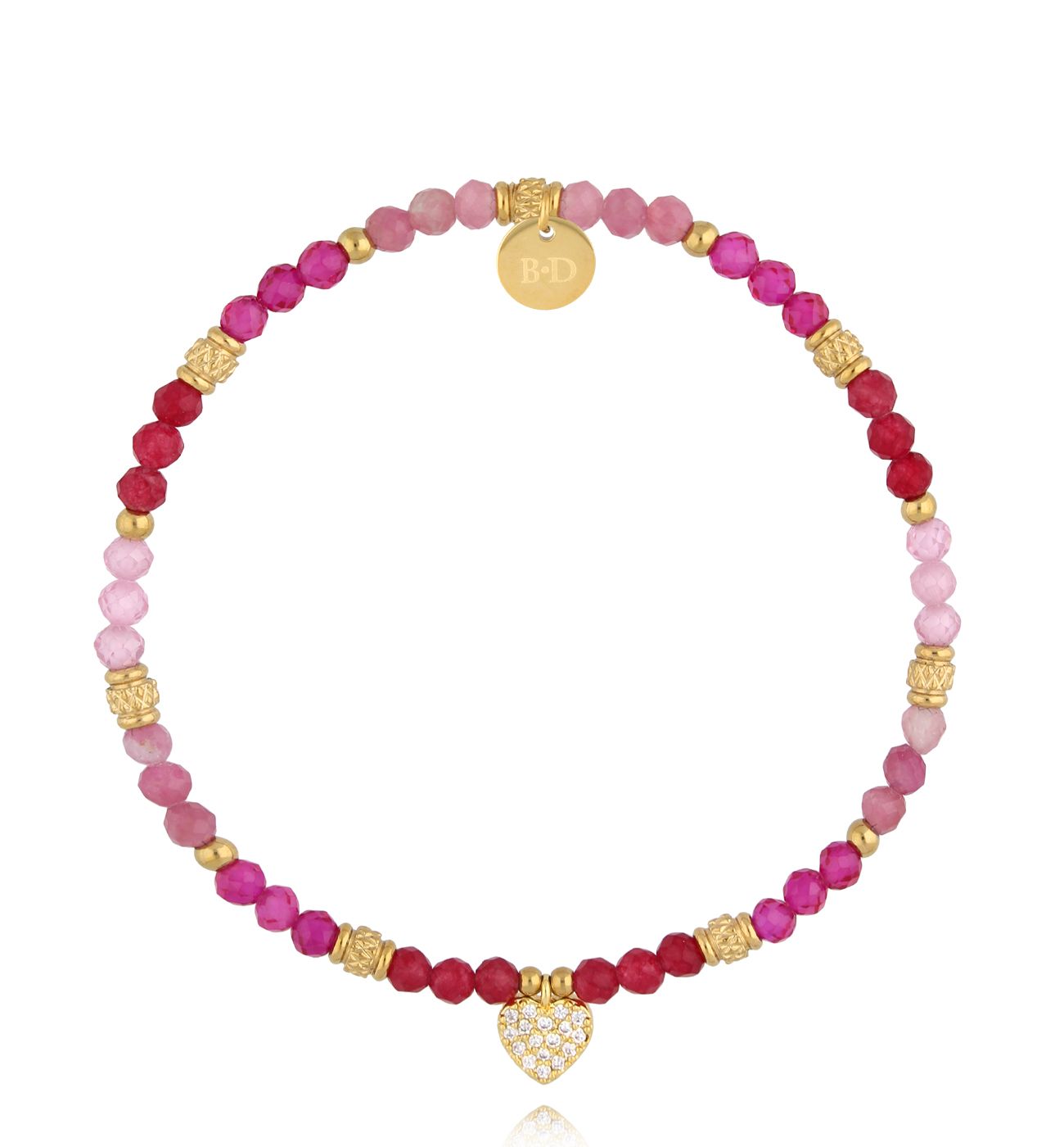Bransoletka różowa z sercem - By Dziubeka