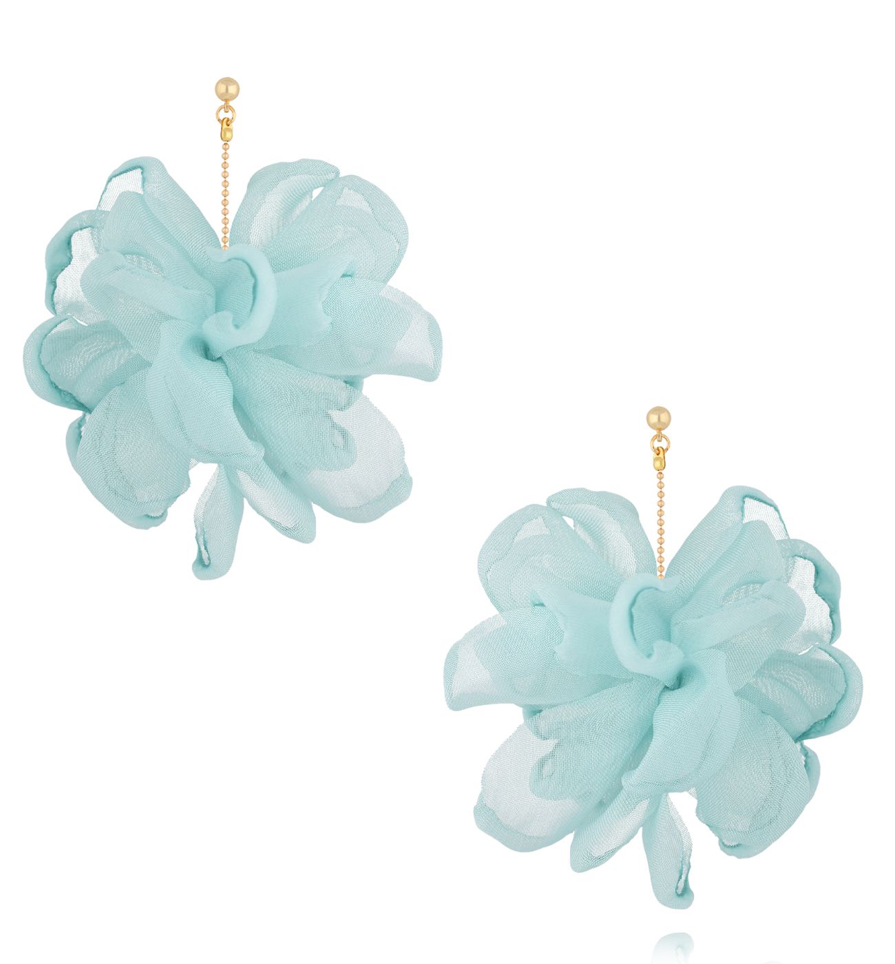 Kolczyki błękitną z tkaniną - By Dziubeka