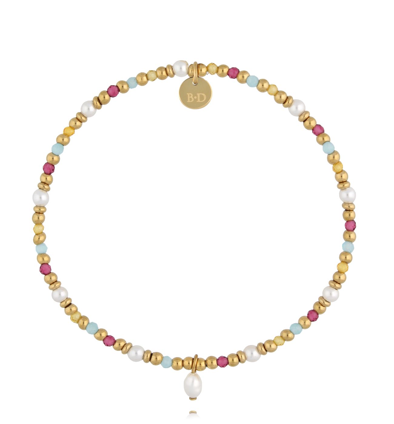 Bransoletka kolorowa z perłą - By Dziubeka