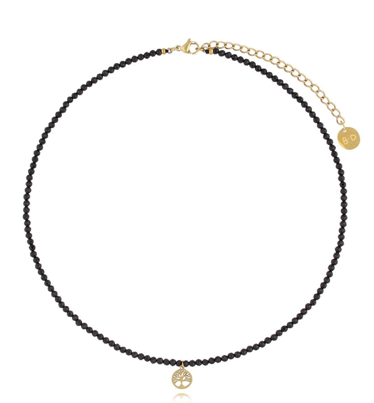 Naszyjnik z czarnymi turmalinami i drzewkiem Lifestyle NTW1119