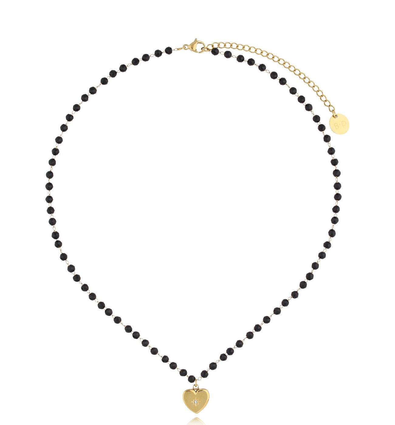 Naszyjnik czarny z sercem Pour Toujours NSY0140 - By Dziubeka
