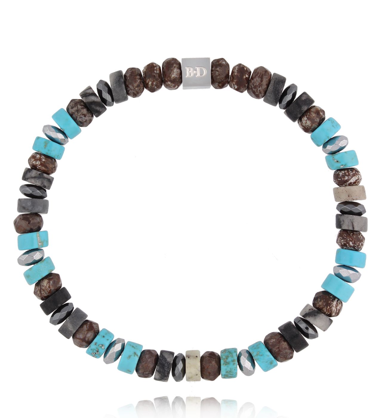 Bransoletka z jaspisami i turkusami elastyczna 36 - By Dziubeka