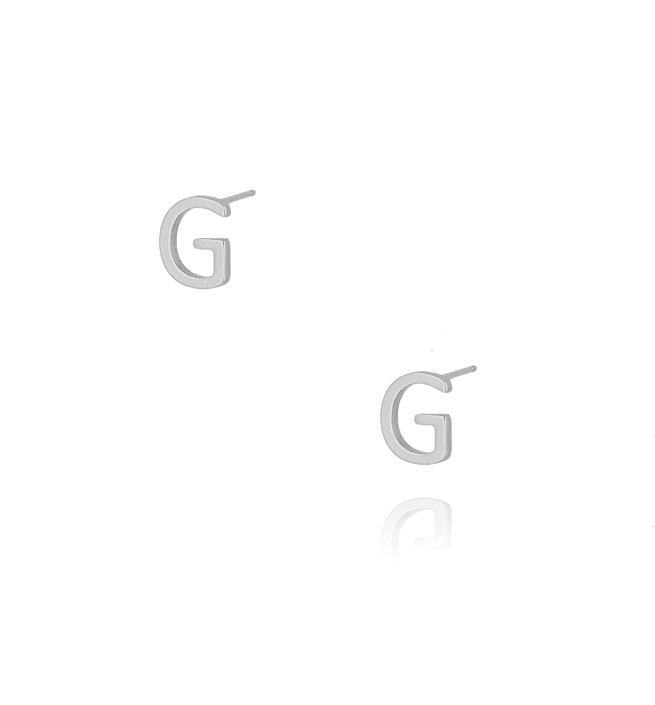 Kolczyki wkrętki z literką G srebrne - By Dziubeka