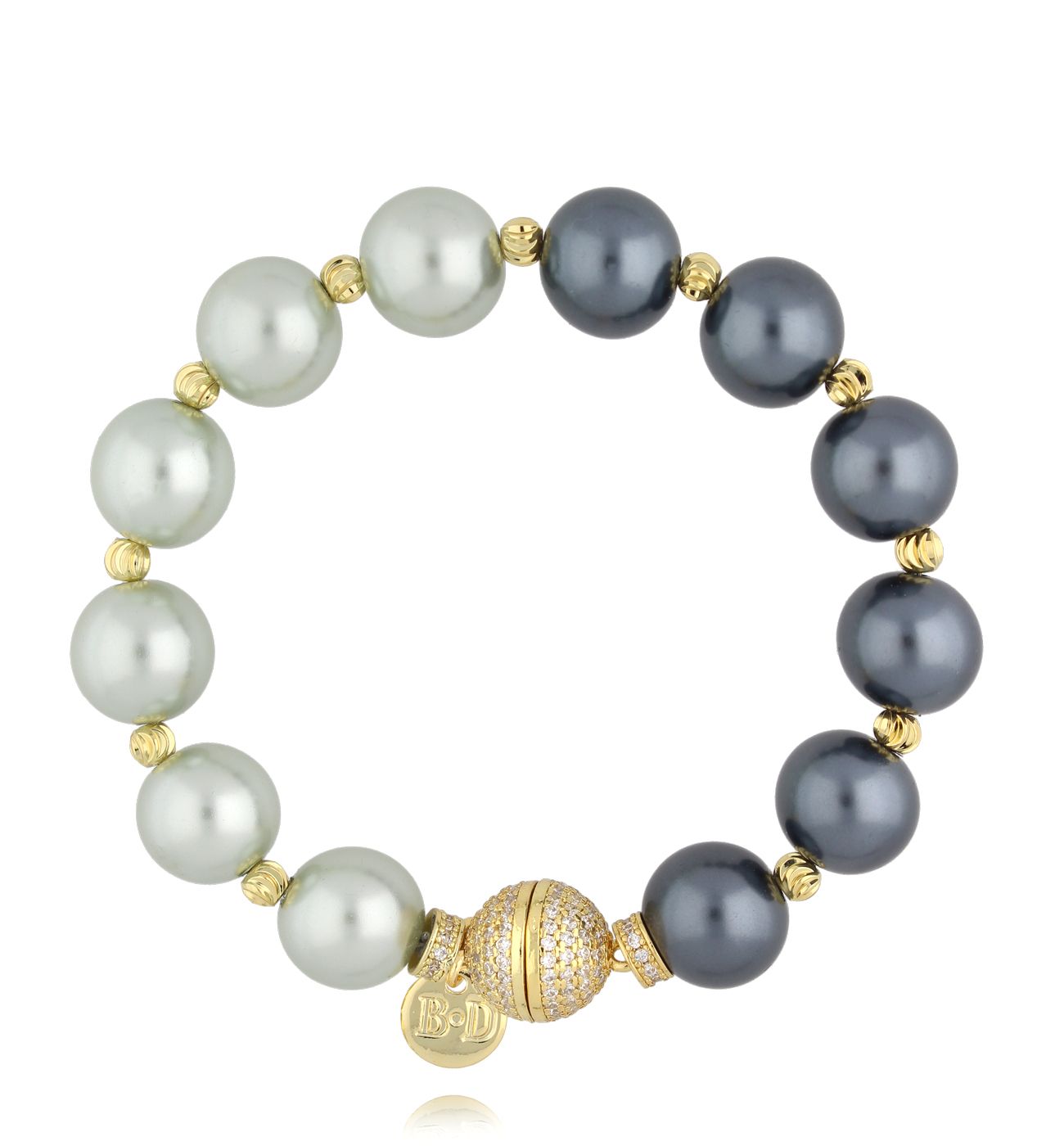 Bransoletka z dużych pereł w odcieniach szarości i ecru BPE0159