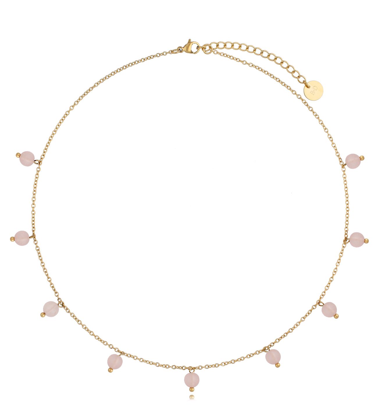 Naszyjnik złoty z kwarcami różowymi Arua NSA0591