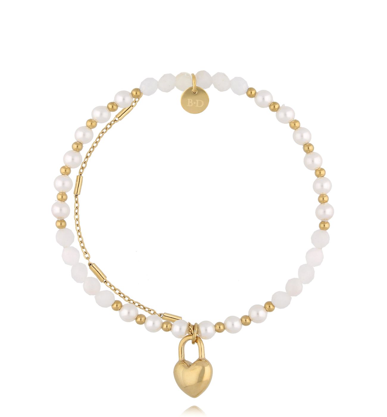 Bransoletka biała z sercem - By Dziubeka