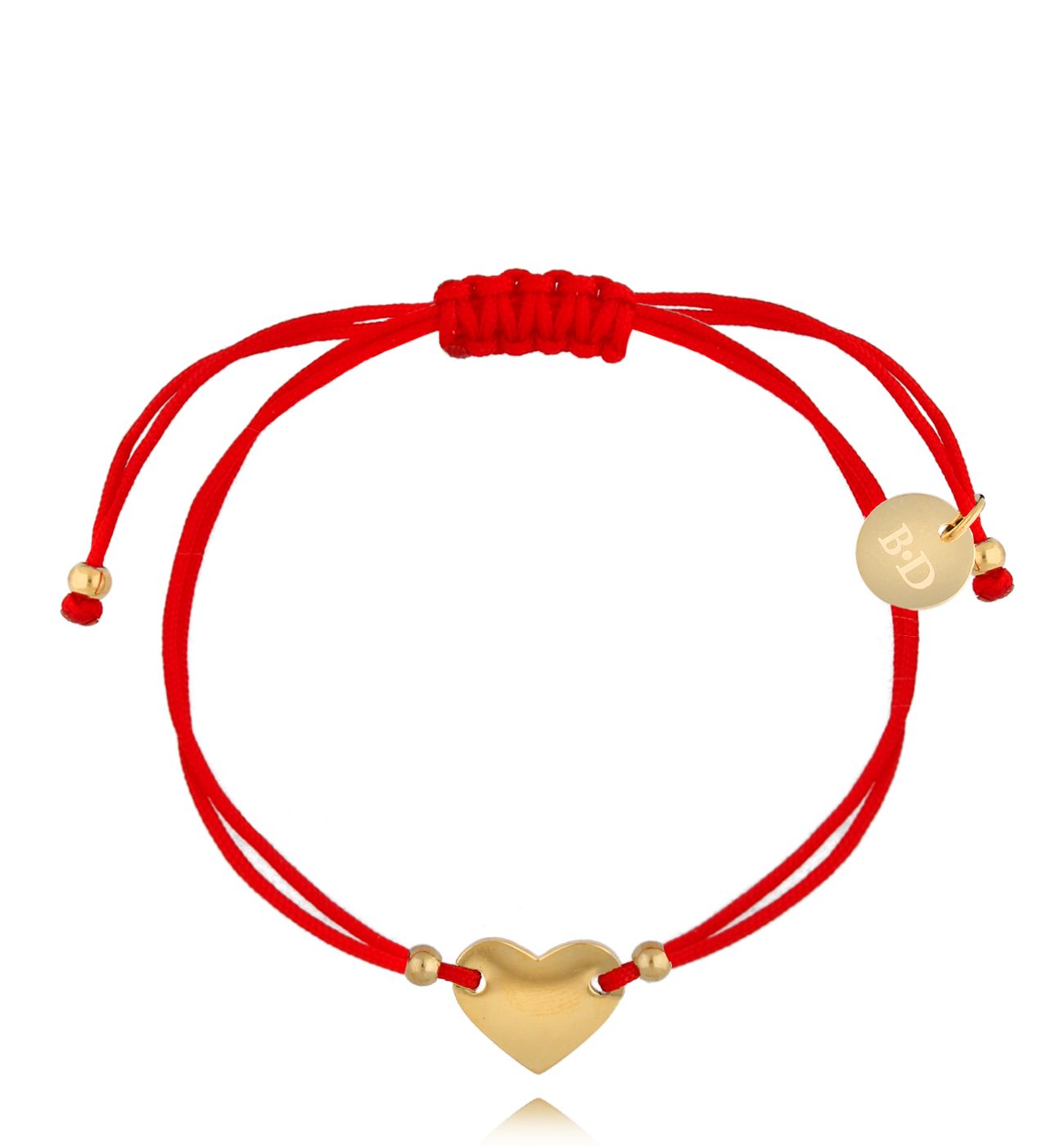 Bransoletka złota z czerwonym sznurkiem i sercem Loto BGL0701 - By Dziubeka