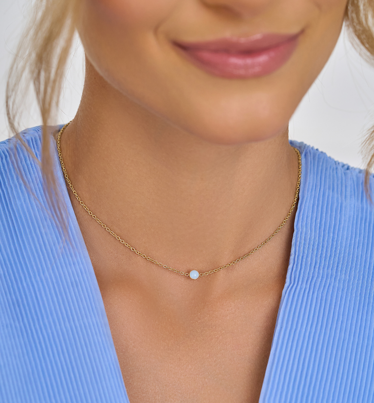 Naszyjnik złoty z błękitną emalią Gocce NSA1151