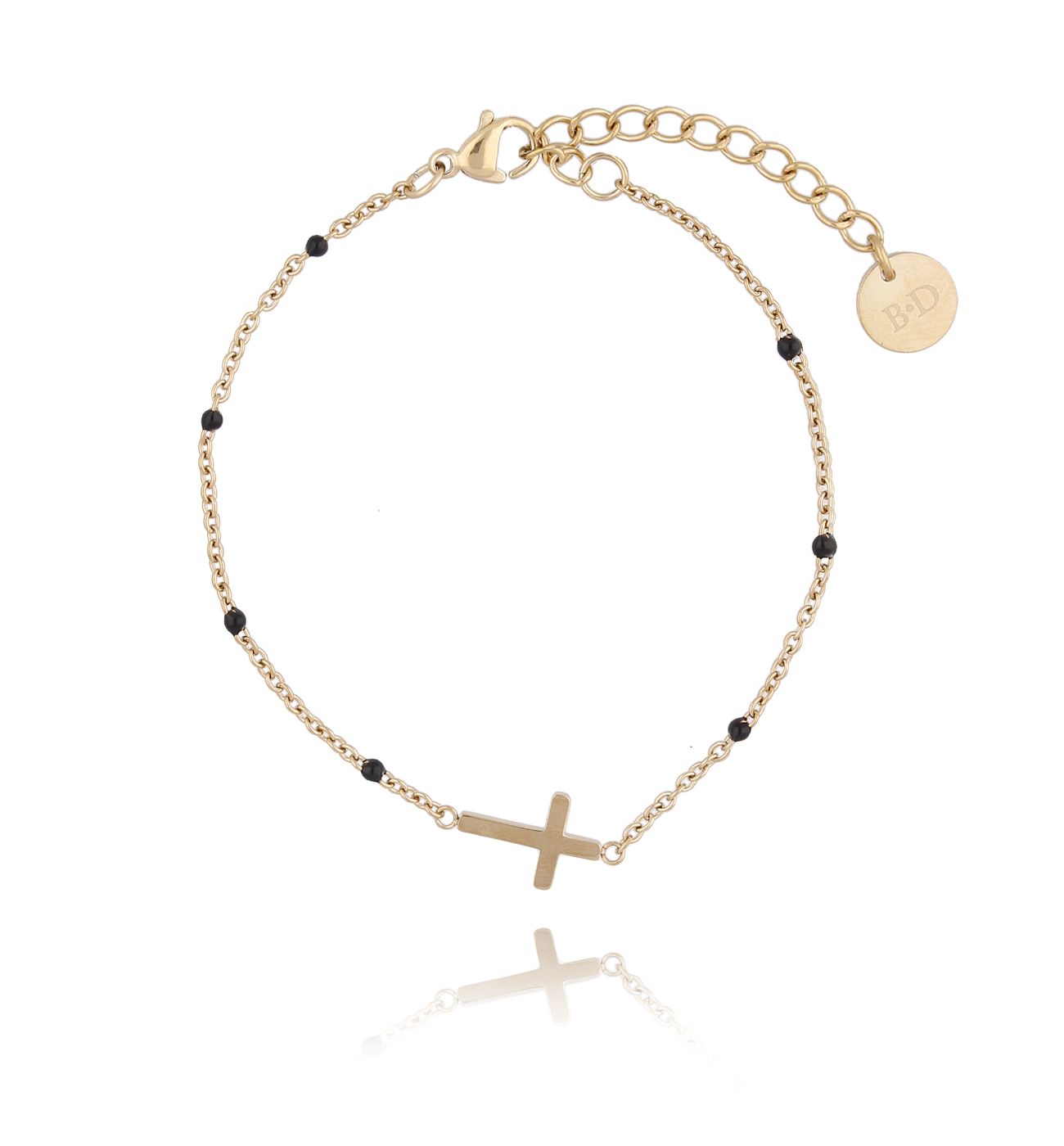 Bransoletka złota z krzyżykiem ze stali szlachetnej BSA0060