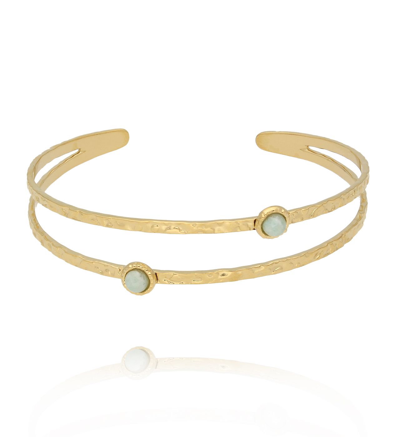 Bransoletka podwójna złocona z amazonitem BEA0025