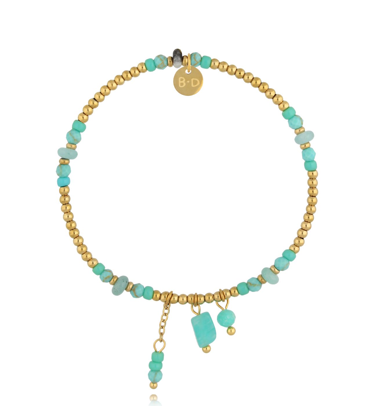 Bransoletka złota z amazonitami BTW3391