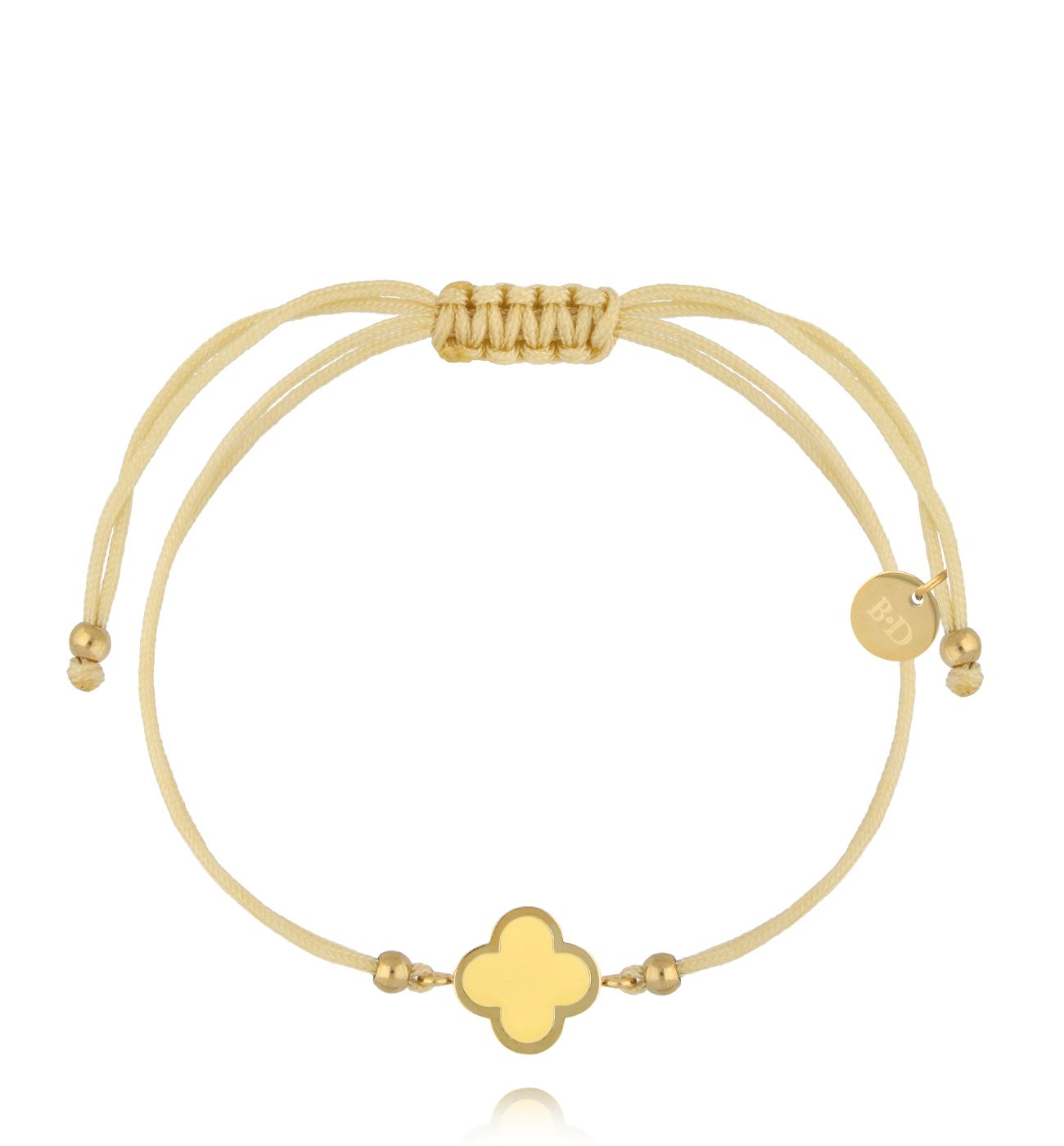 Bransoletka z żółtym sznurkiem i koniczynką BGL1078