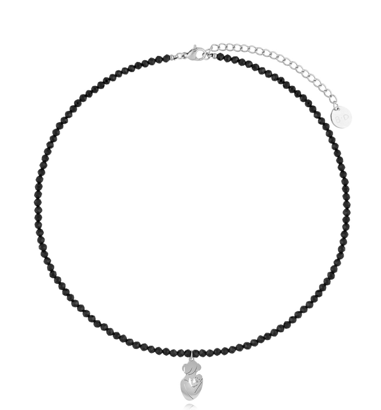 Naszyjnik z turmalinami i srebrną zawieszką Mama - By Dziubeka