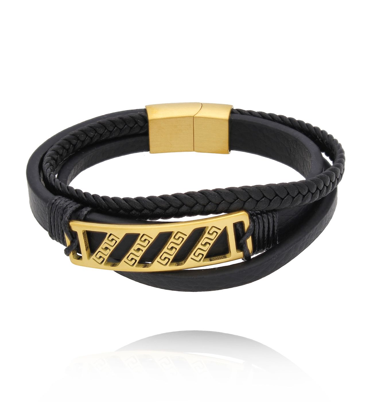 Bransoletka męska skórzana złota BMITC0907