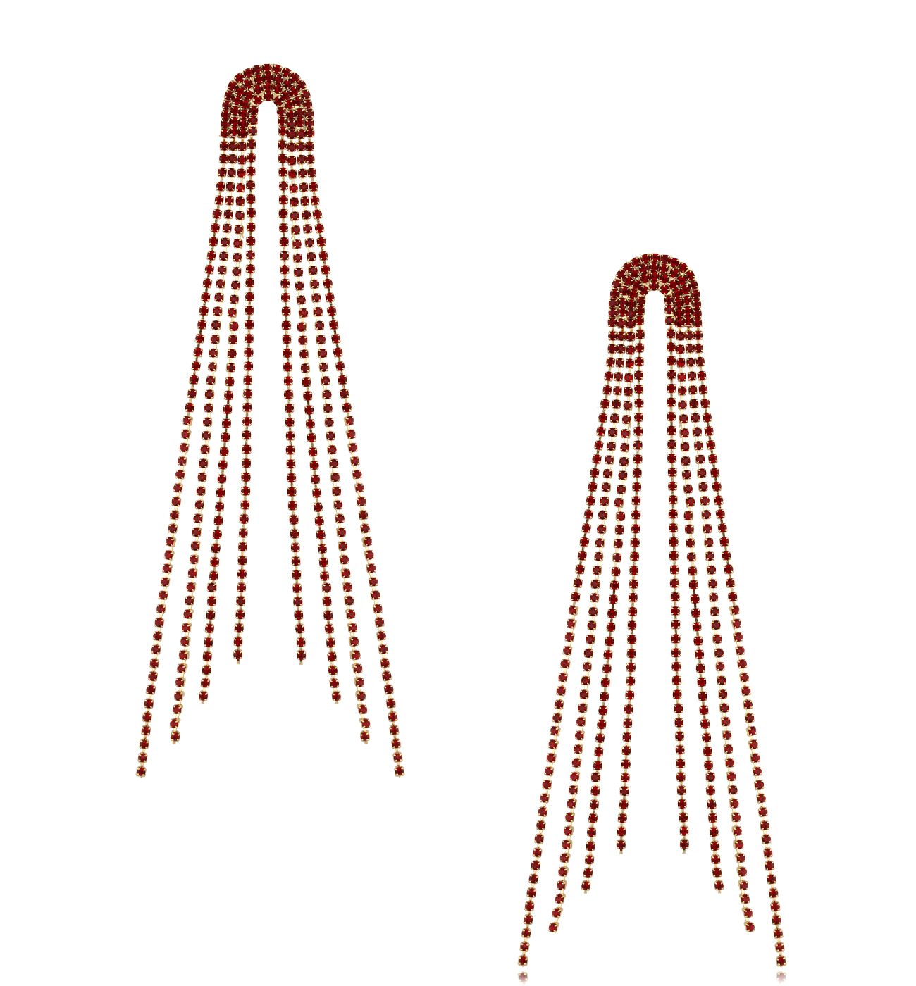 Kolczyki kryształowe bordowe złote Carnival - By Dziubeka