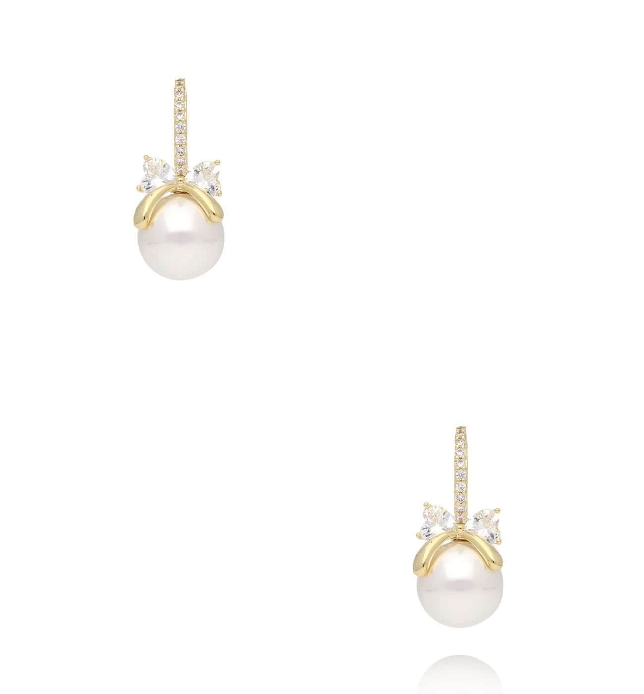 Kolczyki złocone z perełką i cyrkoniami - By Dziubeka