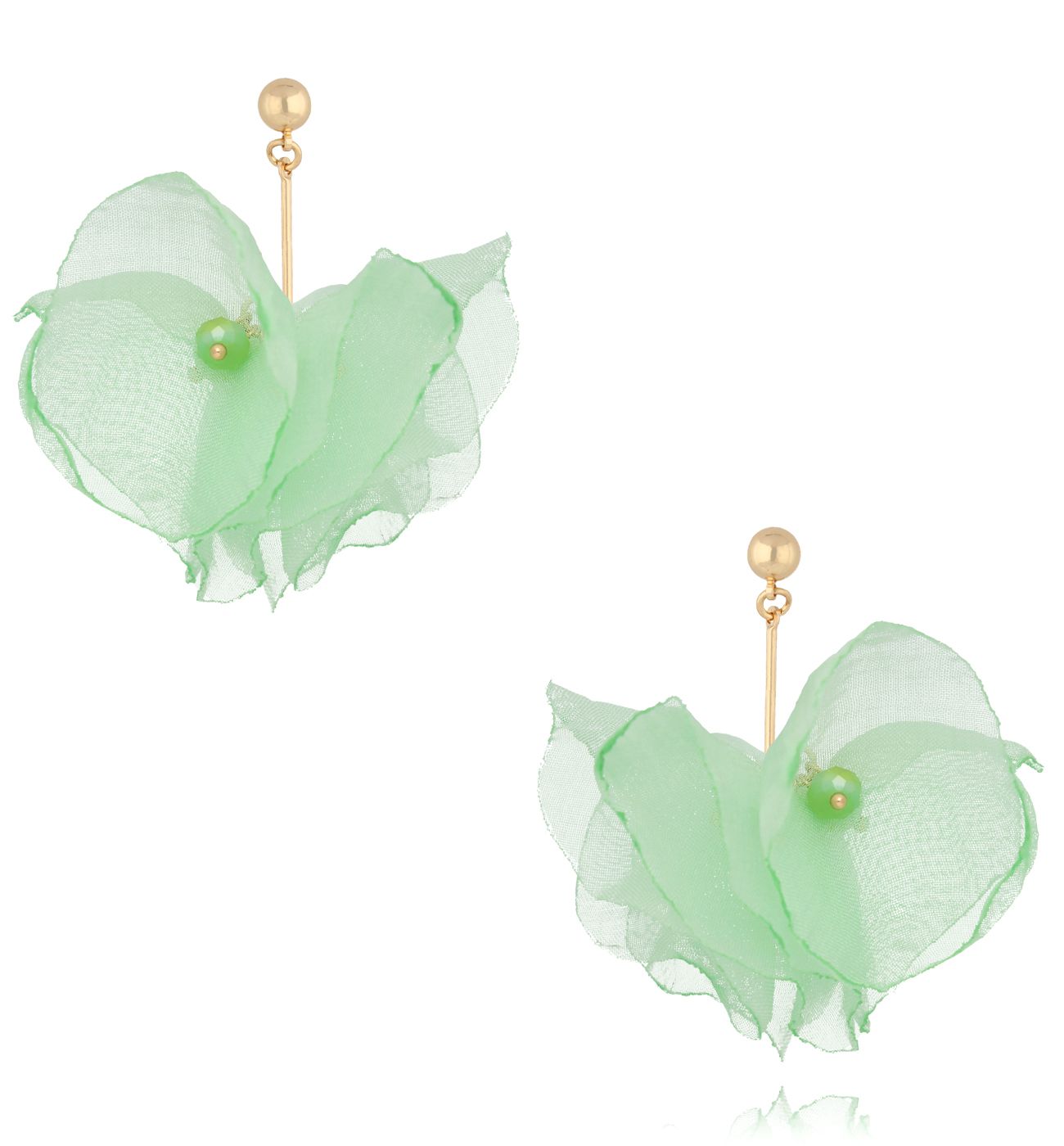 Kolczyki kwiatowe w odcieniu mięty - By Dziubeka