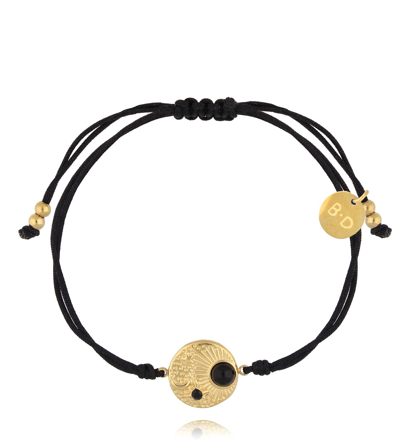 Bransoletka z czarnym sznurkiem i złotą blaszką BGL1002