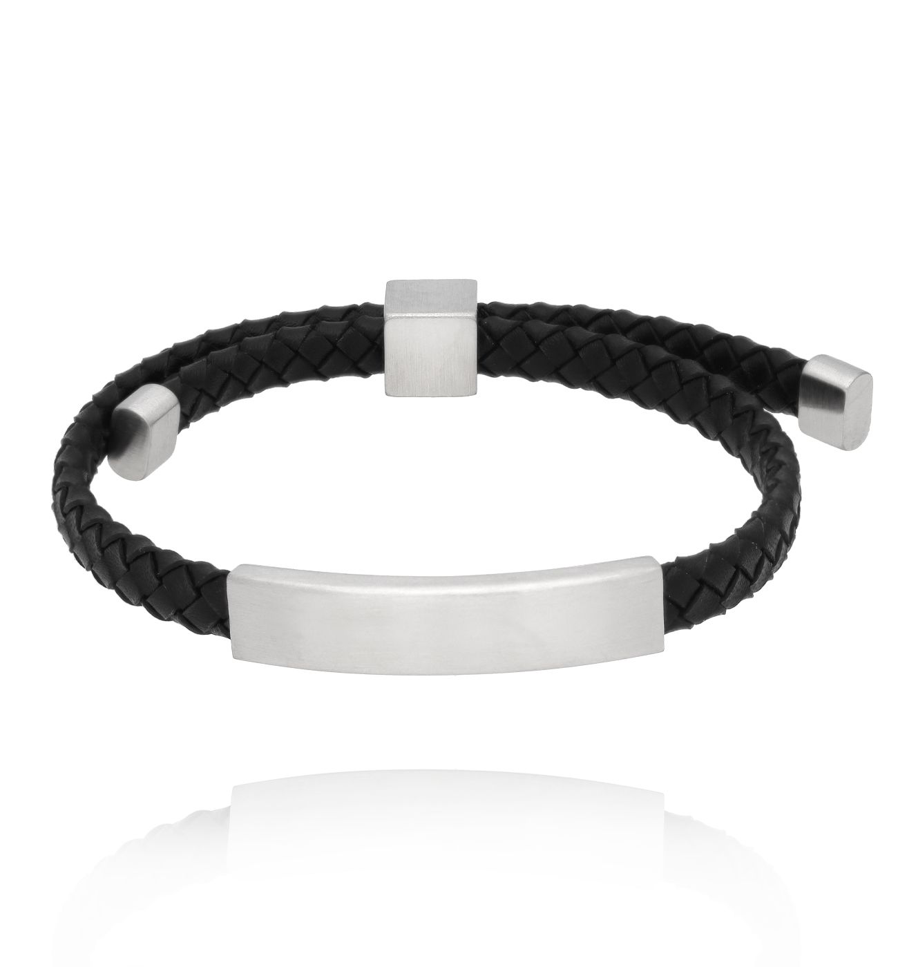 Bransoletka męska czarna skórzana 89 - By Dziubeka