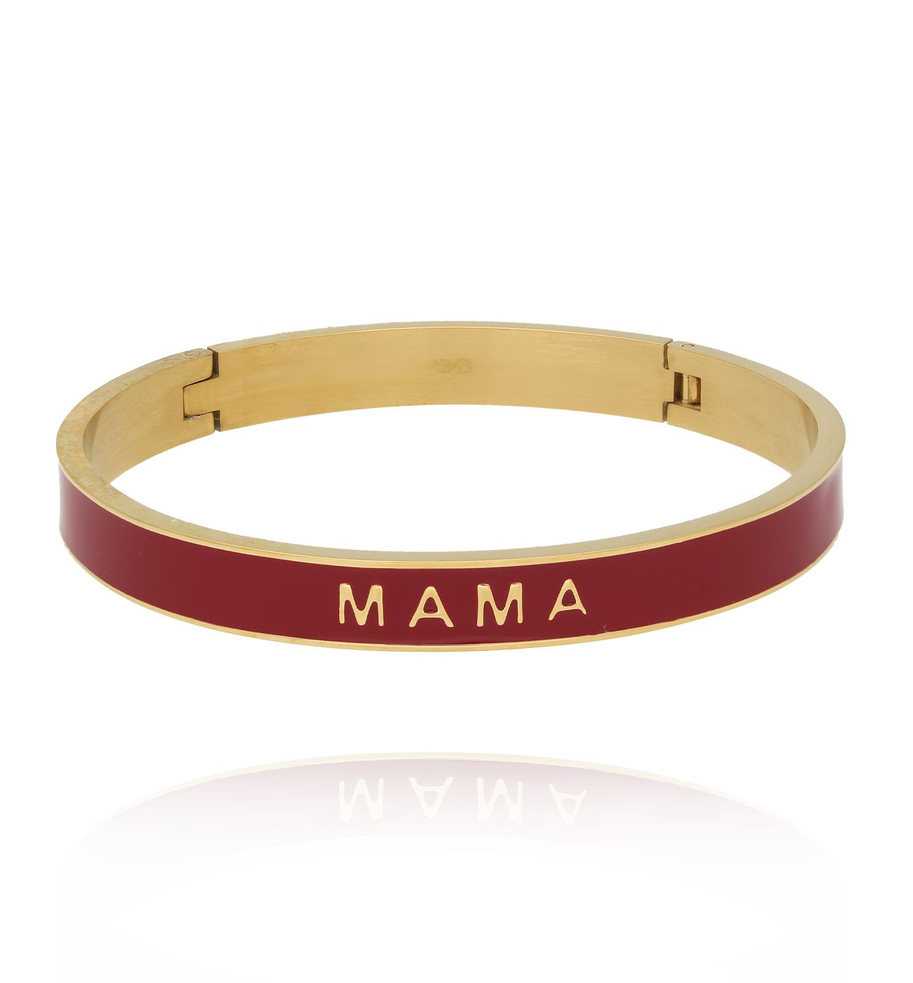 Bransoletka obręcz z bordową emalią i napisem Mama BSA0779