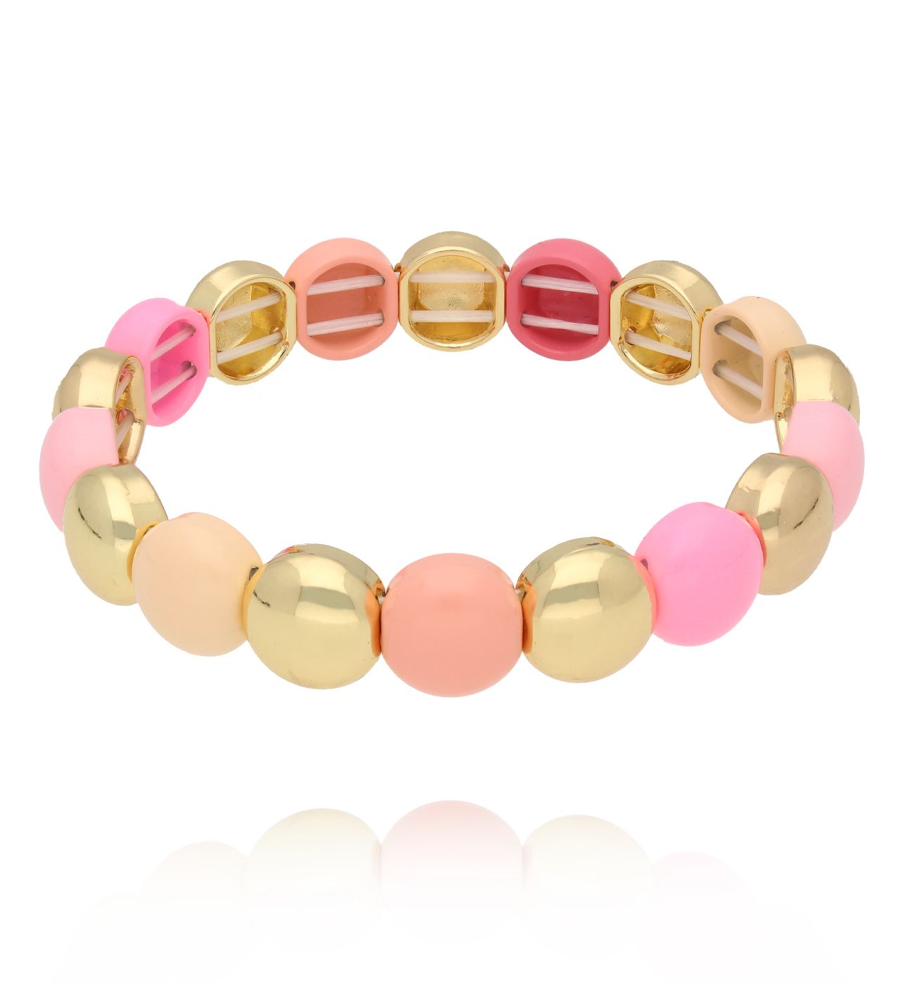Bransoletka z okrągłych koralików różowo-złotych BCR0004 - By Dziubeka