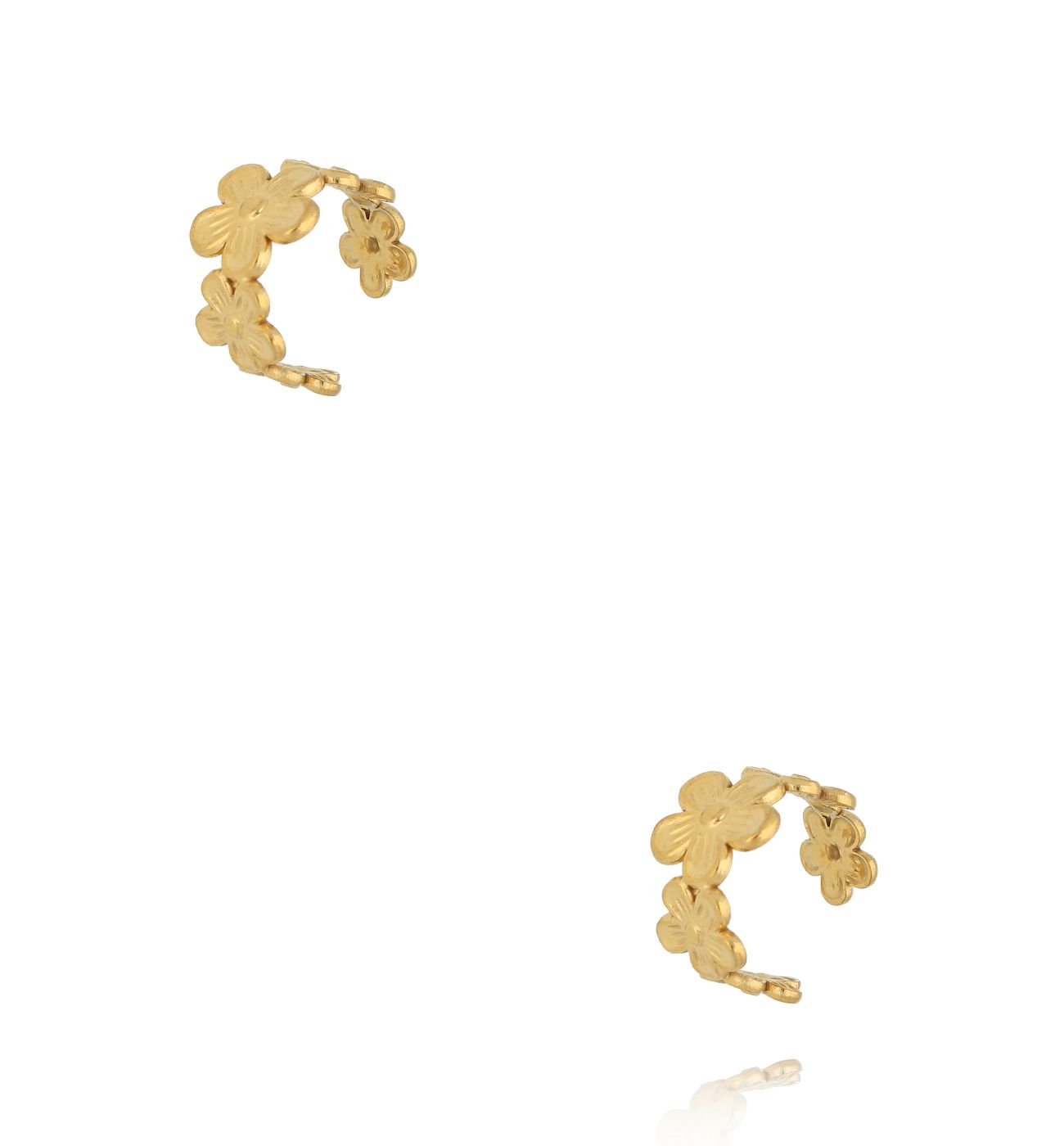 Nausznice złote z kwiatkami KSY0583 - By Dziubeka