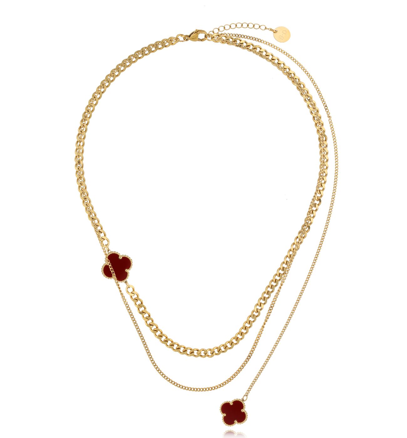 Naszyjnik z koniczynkami i łańcuchem złoty NSY0387