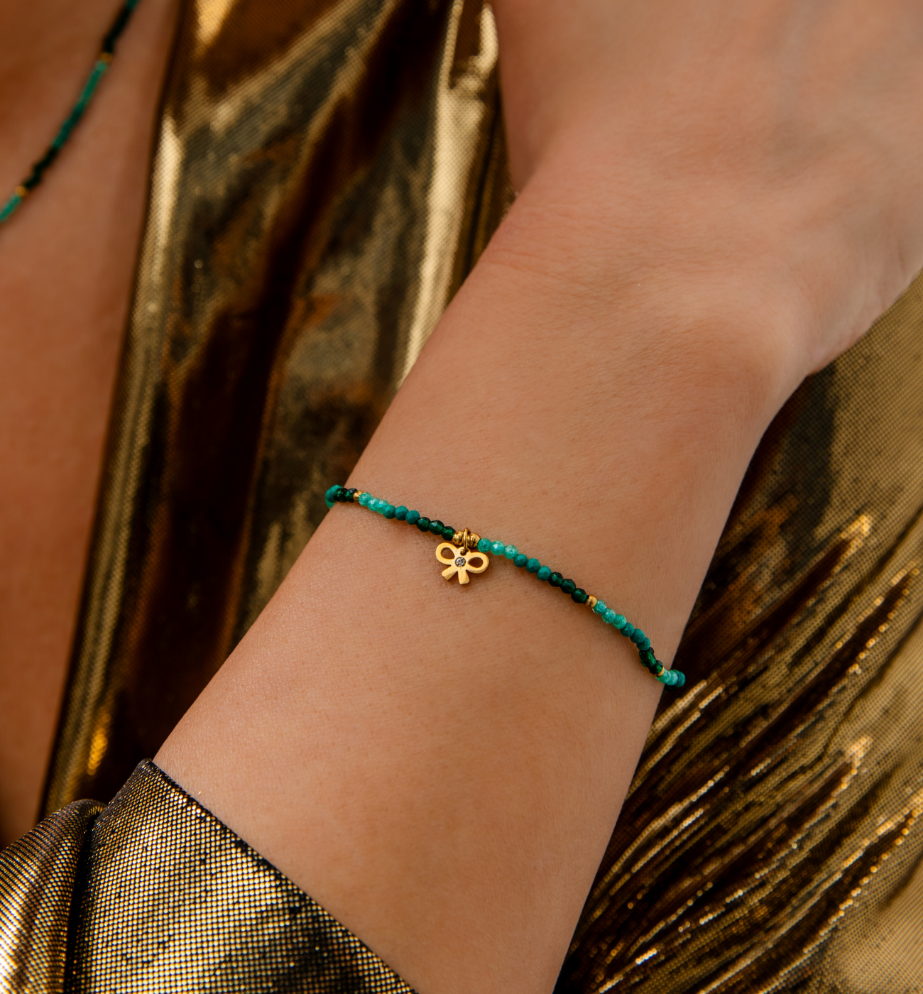 Bransoletka z cyrkoniami i kokardką BTW3213