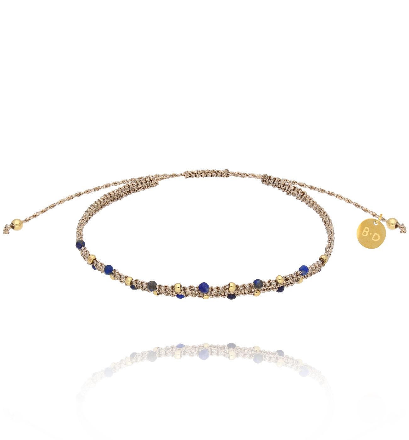 Bransoletka z lapisami i beżowym sznurkiem BMT0304