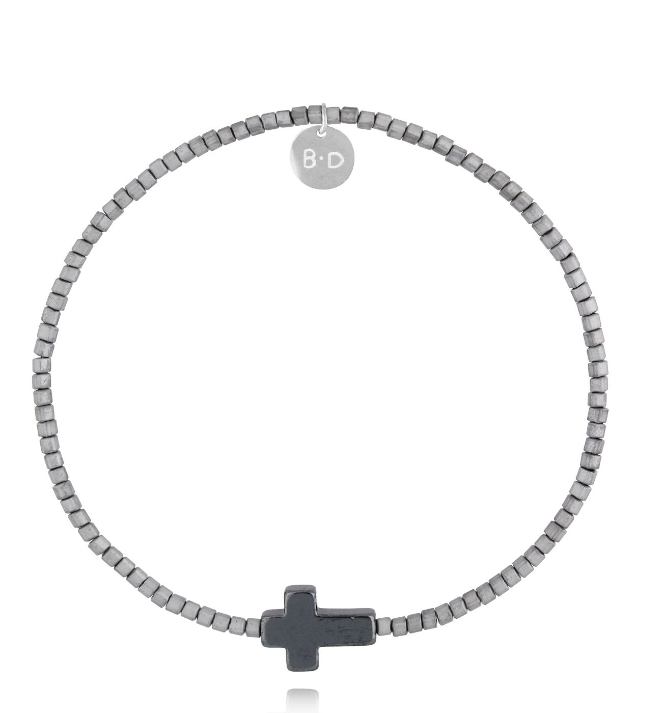 Bransoletka z hematytami i krzyżykiem - By Dziubeka