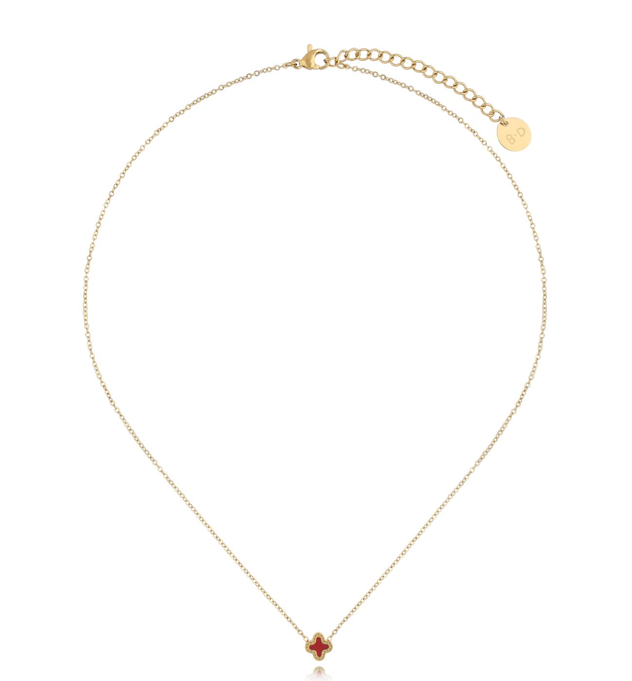 Naszyjnik z bordową koniczynką Mini Clover NSY0213