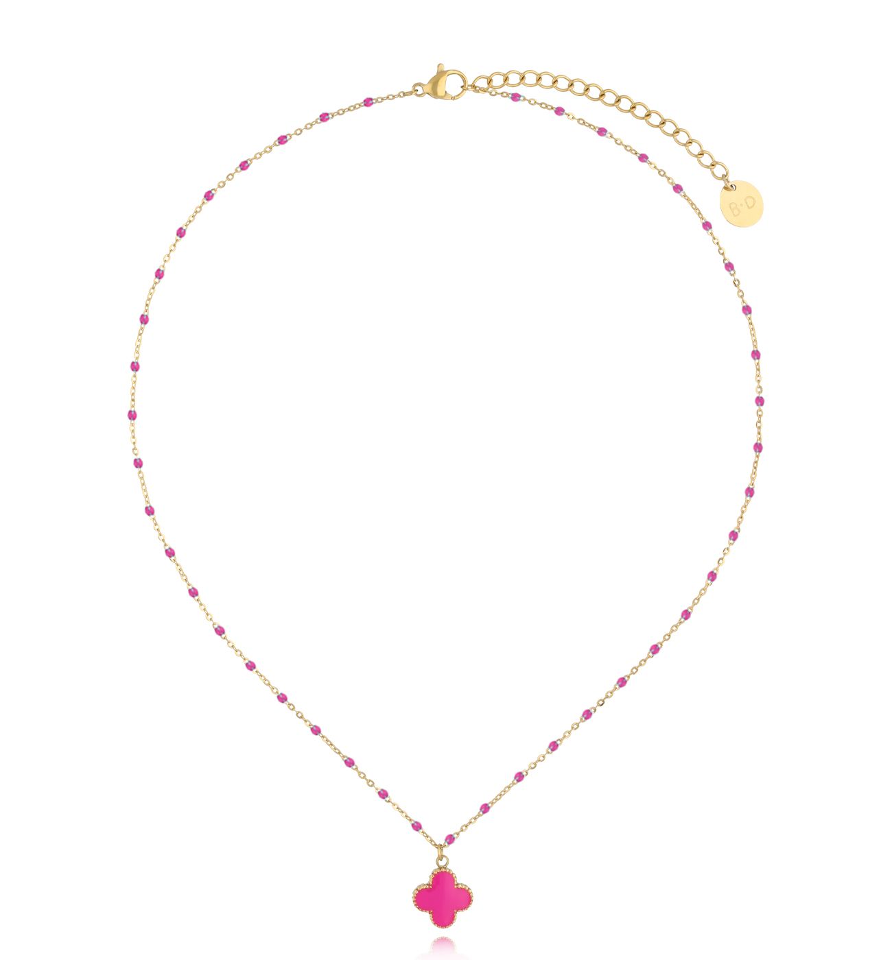 Naszyjnik z fuksjową koniczynką Pequeño Trébol NSY0177 - By Dziubeka